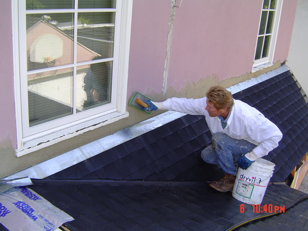 properly waterproofed wall to roof area being floated